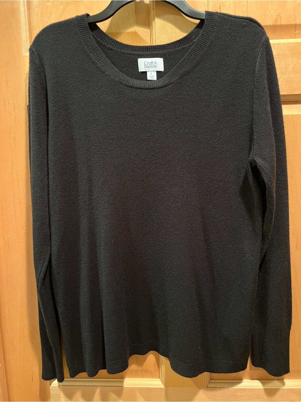 Croft & Barrow Women’s Black Crewneck Extra Soft Cozy Classic Sweater Pullover L